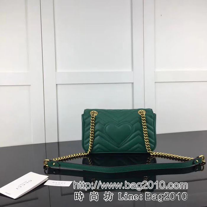 GUCCI古馳原單 新款專櫃品質原單貨實物實拍446744 綠色鏈條單肩斜挎包 HY1084